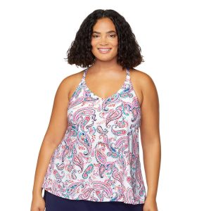 Leilani Plus Print Racerback Tankini Top