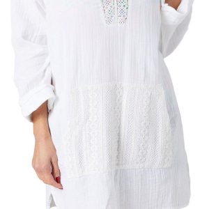 Raviya Womens 3/4 Sleeve Hooded Gauze Swim Cover Up