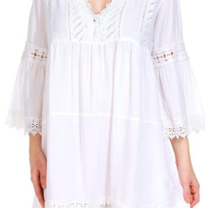 Raviya Womens 3/4 Sleeve Lace Swim Coverup