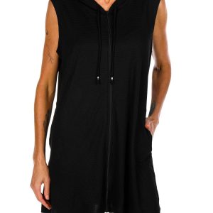 J Valdi Womens Sleeveless Bondi Cover Up Hoodie