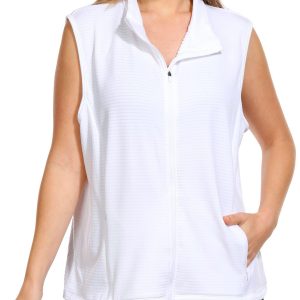 Coral Bay Golf Womens Solid Waffle Knit Zippered Vest