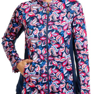 Stella Parker Womens Golf Print Zip Up Jacket