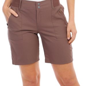Reel Legends Womens 8.5 in. Solid Woven Zip Pocket Shorts