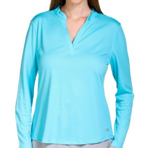 Reel Legends Women's Solid Freeline Mandarin Long Sleeve Top