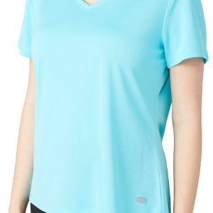 Reel Legends Womens Solid Freeline V-Neck Short Sleeve Top
