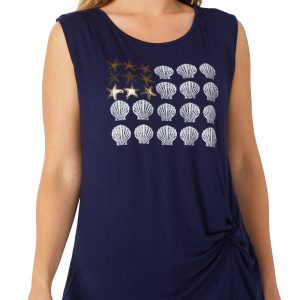 Scarlett Womens Side Tie Sleeveless Patriotic Flag Tank