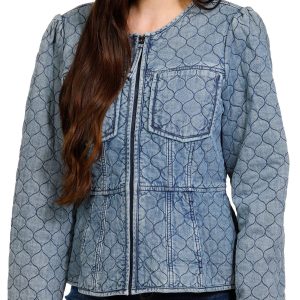 Democracy Womens Long Sleeve Zipped Quilted Peplum Jacket