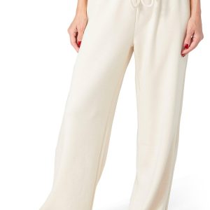 Bunulu Womens Scuba Wide Leg Drawstring Pants