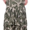 Bunulu Womens Ruffle Tier Palm Leaf Maxi Skirt