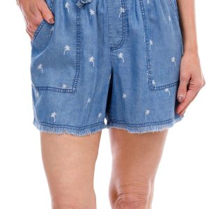 Bunulu Womens Palm Tree Print Drawstring Shorts