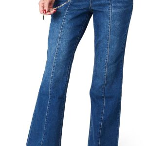 Nicole Miller Womens High Rise Front Seam Flare Jeans