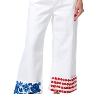 Driftwood Womens Charlie Cuff Embroidered Denim Jeans