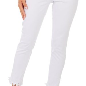 Womens Ab-Tech Straight Leg Fringe Fray Ankle Jeans