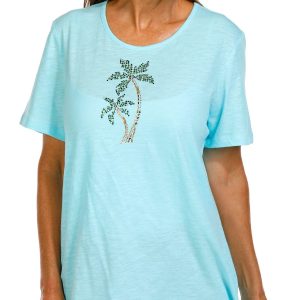 Coral Bay Womens Embellished Crew Neck T-Shirt