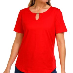 Coral Bay Womens Americana Rhinestone Star Top