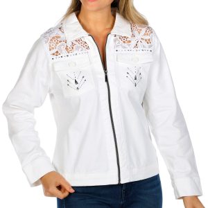 Onque Womens Lace Zipper Jacket