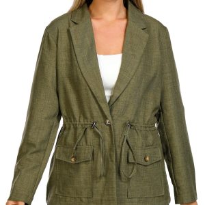 Soho Womens Notch Collar Drawcord Jacket