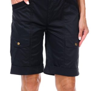 Coral Bay Women's 10 In Solid Rolled Poplin Bermuda Shorts