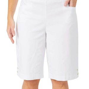 Coral Bay Women's 12 in Flower Button Grommet Bermuda Shorts