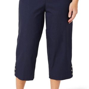 Coral Bay Womens 21 in Floral Button Accent Capris