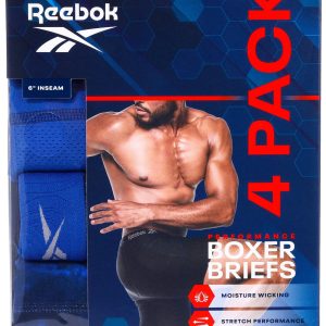 Reebok Mens 4 Pk Performance Boxer Brief