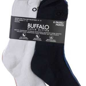 Buffalo Mens 6-Pr. Arch Support Quarter Crew Socks