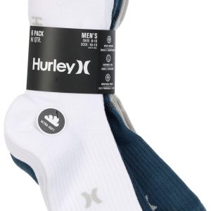 Hurley Mens 6 Pk Terry High Quarter Crew Socks
