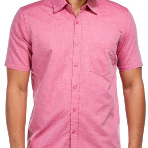 Tackle & Tides Mens Short Sleeve Jacquard Buttoned Shirt