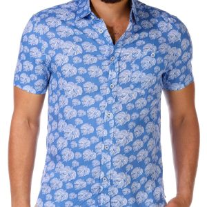 Report Collection Men's Leaf Print Button Down Shirt