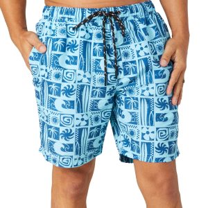 Distortion Mens Tropical Blue 7 in. Swim Trunks