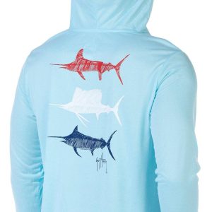 Guy Harvey Men's Long Sleeve Hooded Performance Shirt