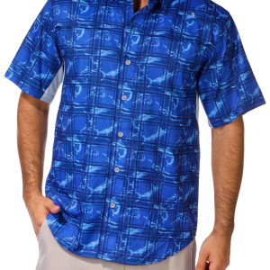 Reel Legends Mens Short Sleeve Mariner Print Shirt