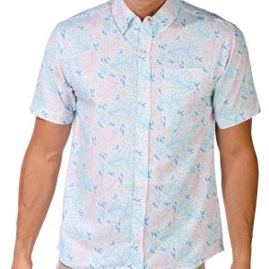 ANGLR Men's Short Sleeve Coral Button Down Shirt