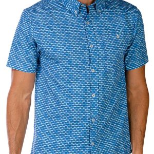 ANGLR Men's Short Sleeve School Of Fish Button Down Shirt