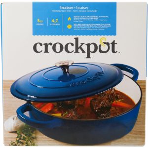 Crock-pot 5 qt Enameled Cast Iron Braiser Pan with Lid