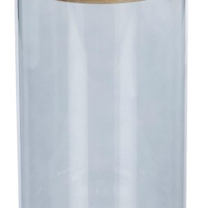 Home Essentials 69 Oz Blue Glass Bamboo Top Canister