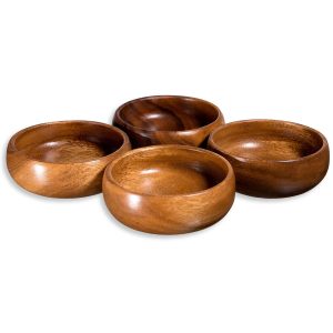 Home Essentials 4 Pk Wooden Tidbit Bowls
