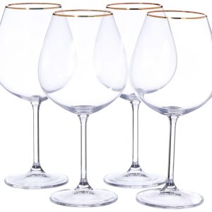 Mikasa Julie Gold Set of 4 Red Wine Glasses 25 oz