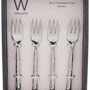 Wallace 4 pc Forged Stainless Steel Bamboo Appetizer Forks