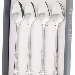 Wallace 4 pk Forged Stainless Steel Bamboo Long Spoons