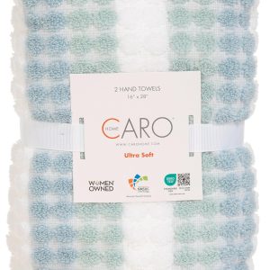 Caro Home 2 Pk Dots Stripes Ultra Soft Hand Towels