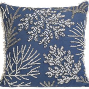 Coastal Home Embellished Coral Decorative Pillow