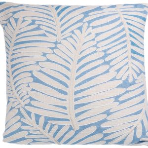 Homes N Beyond 18 in Blue Palm Embroidered Dec. Pillow