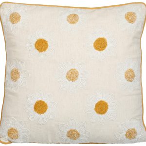 Homesnbeyond 18x18 Daisy Embroidered Decorative Pillow