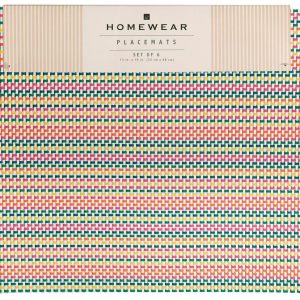 Homewear 6 Pk Basketweave Striped Placemats