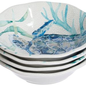 Coastal Home 4 Pk Sea Turtles Melamine Cereal Bowl Set