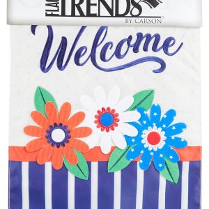 12x18 Double Sided Americana Floral Welcome Garden Flag