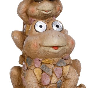 Sagebrook Home 14 in Solar Piggy Back Frogs Garden Figurine