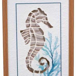 JD Yeatts 20-Inch Cut Out Seahorse Under Glass Wall Art