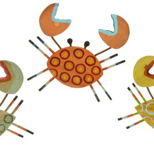 T.I. Design Crab Set of 3 Beach Junk Hanging Wall Accent
